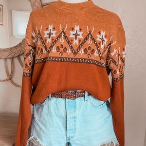 Vintage 70s Fair Isle Jersild Knit Cozy Comfy Cottage Core Grandpa Sweater